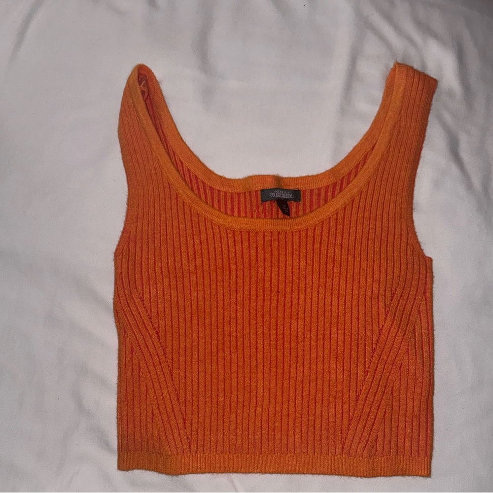 Orange Ribbed Tank Top